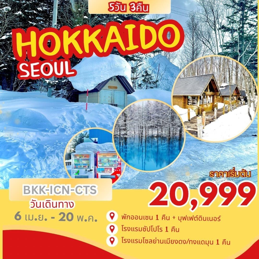 ทัวร์ญี่ปุ่น HOKKAIDO-SEOUL  5วัน 3คืน (JL)